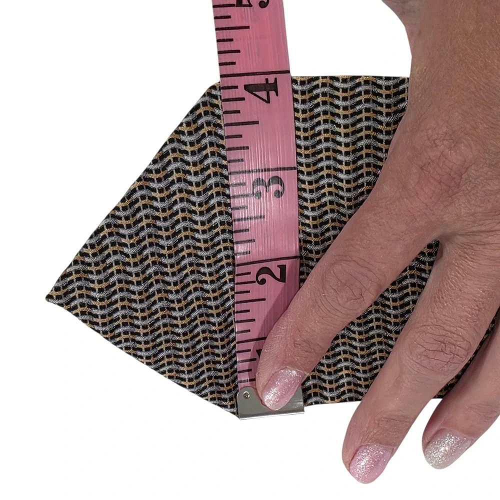 Dino Bassi Mens Necktie Black Gray Tan Silk Woven Swirls Classic Business‎ Suit